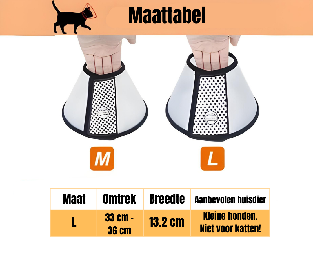 Verstelbare kegel voor dieren - Chirurgische herstelband - Large