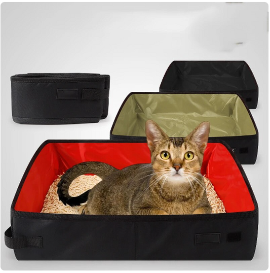 Draagbare kattenbak voor op reis - Zwart